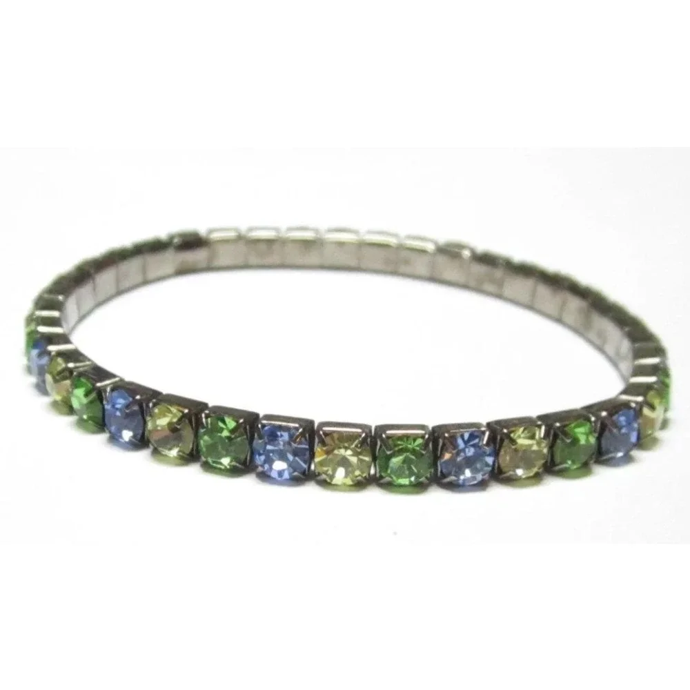 Green,‎ Blue & Yellow Rhinestones Stretch Bracelet